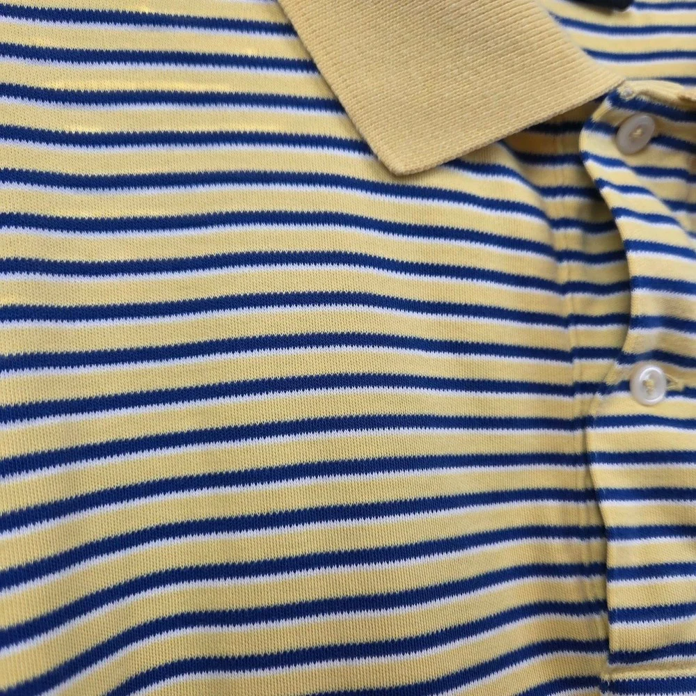 Polo Ralph Lauren Mens 2XLT Tall Polo Shirt Yellow Blue Striped Cotton Pony